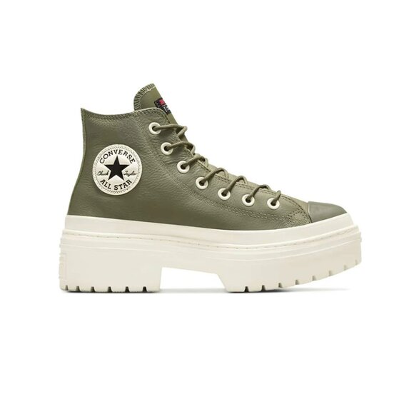 Womens Converse CHUCK TAYLOR ALL STAR LUGGED HEEL PLATFORM LEATHER HI SZ 7 GREEN - Picture 13 of 14